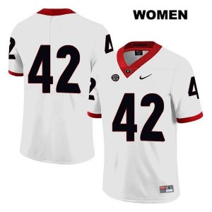Women's Georgia Bulldogs NCAA #42 Jake Skole Nike Stitched White Legend Authentic No Name College Football Jersey TOH2154JA